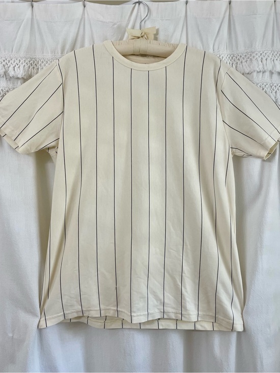 Denim & Flower Other - Denim & Flower Cream Tee with Black Pinstripes